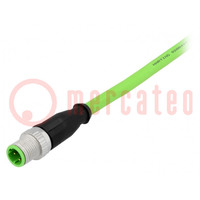 Plug; M12; PIN: 4; male; D code-Ethernet; 1.5m; Type: with lead
