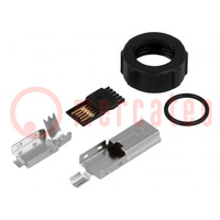 Plug; USB B mini; for cable; soldering; straight; for overmolding