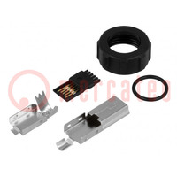 Connector: USB B mini; plug; for cable; soldering; straight; IP67