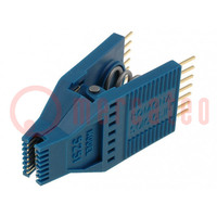 Test clip; blue; Row pitch: 19.18/10.41mm; gold-plated