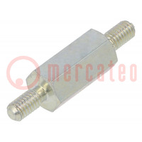 Distanziali filettati; 12mm; Filetto est: M3; esagonale; acciaio