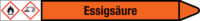 Rohrmarkierer mit Gefahrenpiktogramm - Essigsäure, Orange, 2.6 x 25 cm, Seton