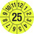 Prüfplakette, Jahresplakette mit 2-stelliger Jahreszahl, 1000 Stk/Rolle, 2,0 cm Version: 2025 - Prüfjahr: 25 leuchtgelb/schwarz