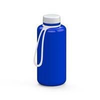 Artikelbild Drink bottle "Refresh" clear-transparent incl. strap, 1.0 l, blue/white