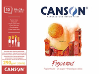 CANSON FIGUERAS - BLOC 10 FEUILLES DE PAPIER HUILE - GRAIN TOILE DE LIN - 18 X 24 CM - 290G/M² - BLANC C31085P000