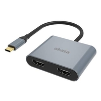 AKASA ADAPTATEUR USB TYPE-C VERS DUAL HDMI MST | USB 3.1 | 4K UHD | ALLIAGE D'ALUMINIUM | AK-CBCA26-18BK | COMPATIBLE AVEC MACBO