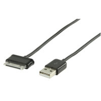 Valueline 1m, Samsung USB2.0 A - 30pin mobiele telefoonkabel Zwart 30-pin