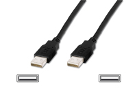 Digitus USB 2.0 Anschlusskabel, Typ A St/St, 1.8m, USB 2.0 konform, sw