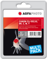 AgfaPhoto APCCLI551XLSET inktcartridge Zwart, Cyaan, Magenta, Geel 4 stuk(s)