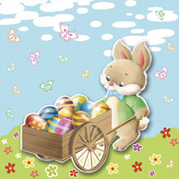 20 Servietten, 3-lagig 1/4-Falz 33 cm x 33 cm "Easter Bunny" von PAPSTAR