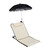 Relaxdays Strandmatte, gepolsterte Strandliege XXL mit Sonnenschirm, 3-stufig verstellbar, Kopfkissen, tragbar, beige