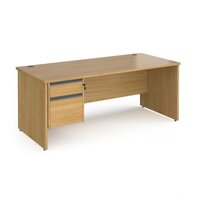 Contract 25 straight desk with 2 drawer graphite pedestal and panel leg 1800mm x 800mm - oak