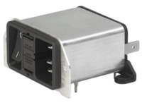 IEC-Stecker-C14, 50 bis 60 Hz, 10 A, 250 VAC, 300 µH, Flachstecker 6,3 mm, DD22.
