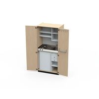 Kitchen unit with hinged doors
