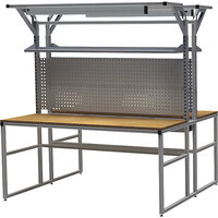 Stół warsztatowy aluminiowy workalu® z modułem systemowym, dwustronny