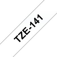 Brother TZe141 Ruban Feuilleté COMPATIBLE d'Étiquettes - Texte noir sur fond transparent - Largeur 18mm x 8 mètres