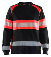 Damen High Vis Sweatshirt 3409 schwarz/High Vis rot