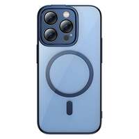 Baseus Glitter iPhone 14 Pro Max Átlátszó mágneses tok és üvegfólia kék (ARMC010703)