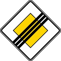 Verkehrszeichen VZ 307 Ende der Vorfahrtstraße, 420 x 420, Alform, RA 2