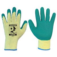 Pred Clover 8 - Size 8 Green Latex Coating 2 Strand Seamless Poly Cotton Pred CLOVER Glove (Pair)