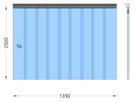 Foto 1 von PVC-Streifenvorhang, Lamellen 200 x 2 mm transparent, Höhe 2,50 m, Breite 1,35 m (1,00 m), Edelstahl