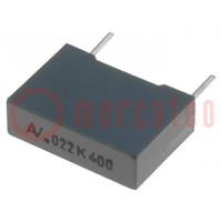 Capacitor: polyester; 22nF; 200VAC; 400VDC; 10mm; ±10%; 13x4x9mm