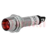 Kontrollleuchte: LED; konkav; rot; 24VDC; Ø8,2mm; IP40; Metall