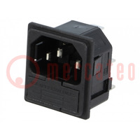 Connector: AC supply; socket; male; 10A; 250VAC; IEC 60320; C14 (E)