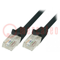 Patch cord; U/UTP; 5e; Line; CCA; PVC; schwarz; 0,5m; 26AWG