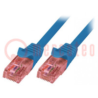 Patch cord; U/UTP; 6; Line; Cu; LSZH; blau; 0,5m; 26AWG