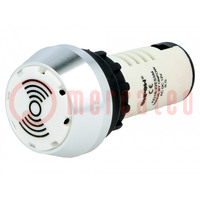 Sygnalizator: dźwiękowy; 80dB; Podśw: LED; 12V; IP40; Ø22mm; max.6mm