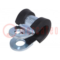 Fixing clamp; ØBundle : 6mm; W: 12mm; steel; Cover material: EPDM