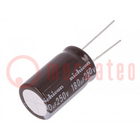 Capacitor: electrolytic; THT; 180uF; 250VDC; Ø18x31.5mm; ±20%