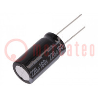 Capacitor: electrolytic; THT; 220uF; 160VDC; Ø16x31.5mm; ±20%