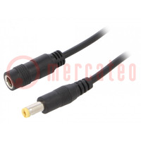 Cable; 2x0.5mm2; DC 5,5/2,1 plug,DC 5,5/2,1 socket; straight
