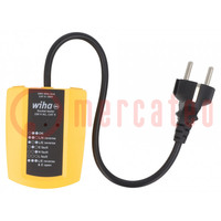 Tester: power socket; LED; 50Hz; 230VAC; Plug: EU; WIHA.45528