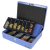 HMF 10015-05 Geldkassette mit Euro-Münzzählbrett, 4 Scheinfächer, Geldzählkassette 30 x 24 x 9 cm, blau