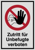Kombischild - Zutritt für Unbefugte verboten, Rot/Schwarz, 37.1 x 26.2 cm
