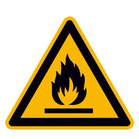 Warnung vor feuergefährlichen Stoffen Warnschild, selbstkl. Folie, Größe 31,50cm DIN EN ISO 7010 W021 ASR A1.3 W021