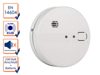 Optischer Rauchwarnmelder mit Netzbetrieb und Batterie, 85dB Brandalarm