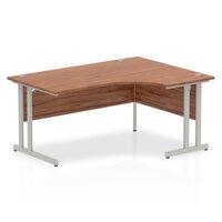 Dynamic Impulse 1600mm Right Crescent Desk Walnut Top Silver Cantilever Leg I000344