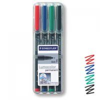 Staedtler Lumocolor OHP Pen Permanent Fine 0.6mm Line Assorted Colours (Pack 4)