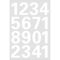 Buchstaben-, Zahlen-Etiketten, 0-9, 25 hoch mm, Druckschrift, weiß, 16