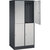 Armario guardarropa de acero de dos pisos INTRO, A x P 820 x 600 mm, 4 compartimentos, cuerpo gris negruzco, puertas en aluminio blanco.