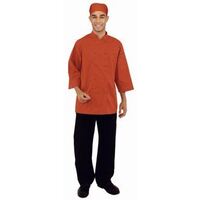Chef Works Unisex Jacket with 3/4 Sleeves Thermometer Pocket Buttons in Red - XS