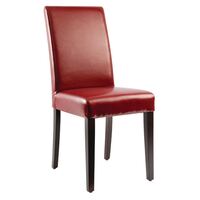 Bolero Faux Leather Dining Chairs in Red with Birch Frame Pack of 2