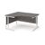Traditional ergonomic desks - delivered and installed - white frame, grey oak top, left hand, 1400mm