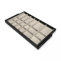 Emuca Kit de cajón organizador y bastidor de guías con cierre suave para armarios, regulable, módulo 800mm, Negro texturizado y gris pi