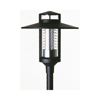 Outdoor LED Mastaufsatzleuchte Typ Nr. 0809, Schrägdach mit flacher Spitze, 1-flammig, 52W 3000K 4150lm, schwarz / klar