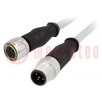 Cable: para sensores/automática; PIN: 5; M12-M12; 1,5m; enchufe
